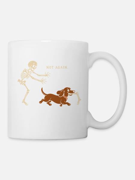 Halloween - Lustiges Skelett Hund Motiv - Tasse - Weiß