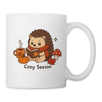 Cozy Season Igel Herbst Gemütlich Lesen Niedlich - Tasse - Weiß - Rechts