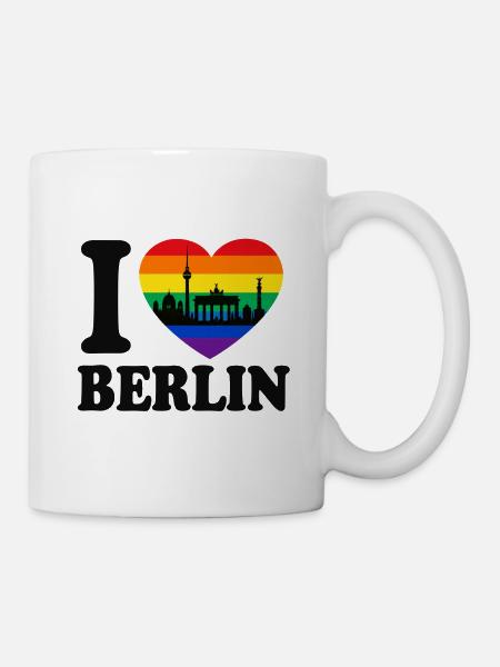 Ich liebe Berlin - Vielfalt - Regenbogenfarben - Tasse - Weiß