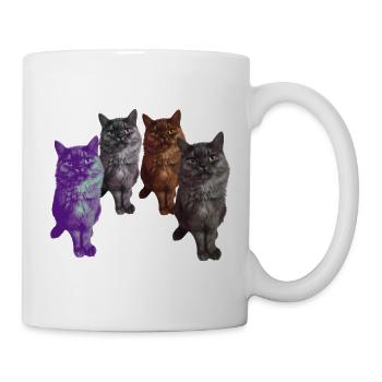 Katzenliebe, künstlerisches Katzenporträt - Tasse - Weiß - Rechts