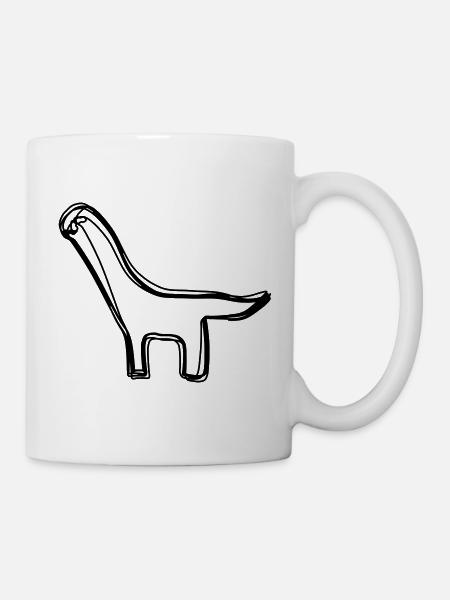 Dino handgezeichnet - Tasse - Weiß