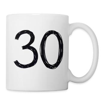 30 Geburtstag Nummer 30 Jahre Handgemacht T-Shirt - Tasse - Weiß - Rechts