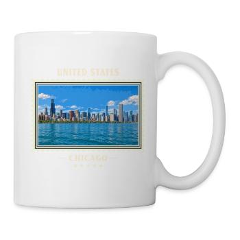 Vereinigte Staaten Chicago Vintage Reisemarke - Tasse - Weiß - Rechts