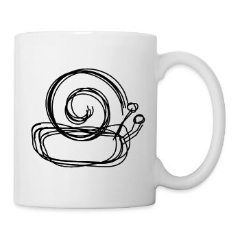 Schnecke handgezeichnet - Tasse - Weiß - Rechts