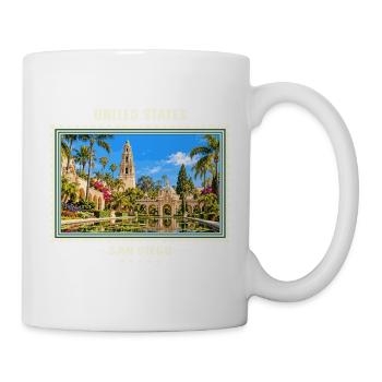 Vereinigte Staaten San Diego Vintage Reisemarke - Tasse - Weiß - Rechts