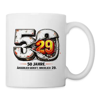 50 Jahre – äußerlich gereift, innerlich 29. - Tasse - Weiß - Rechts