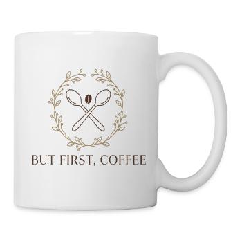 Zuerst Kaffee Emblem - Tasse - Weiß - Rechts