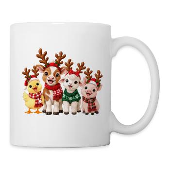 Niedliche Weihnachtstiere mit Rentiergeweih - Tasse - Weiß - Rechts