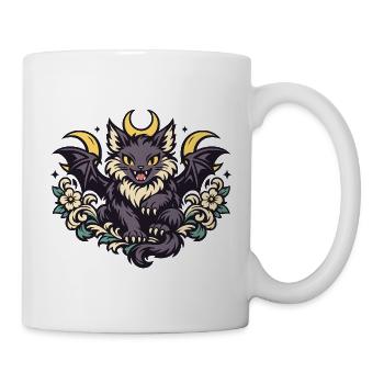 Mondkätzchen Batkatze im Blütenkreis - Tasse - Weiß - Rechts