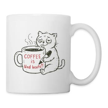 Kaffeekatze: Coffee ist und heute?! - Tasse - Weiß - Rechts