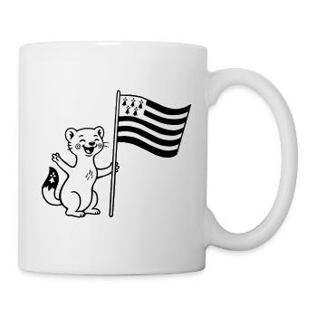 Niedliches bretonisches Hermelin mit Flagge der Bretagne - Tasse - Weiß - Rechts