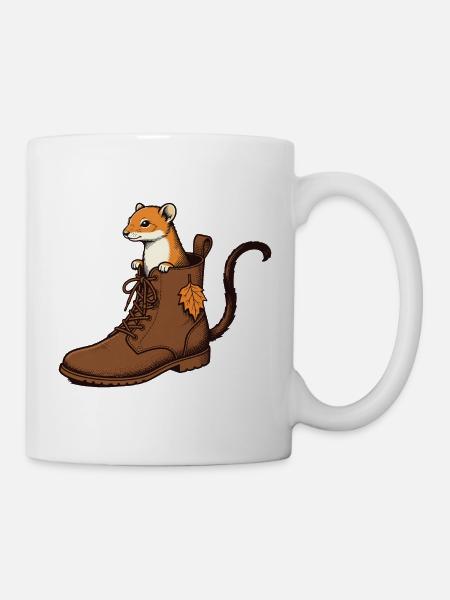 Hermelin im Herbstschuh - Tasse - Weiß