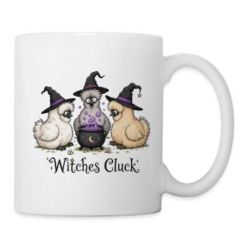 Seidenhühner Hexen Witches - Cluck Halloween - Tasse - Weiß - Rechts