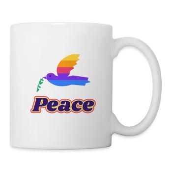 Friedenstaube Retro – Peace Taube 70er - Tasse - Weiß - Rechts
