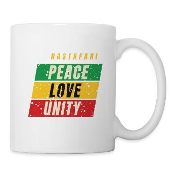 Rastafari Peace Love Unity – Rot Gold Grün - Tasse - Weiß - Rechts