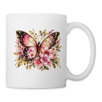 Flügeltraum Schmetterling Blüten - Tasse - Weiß - Rechts