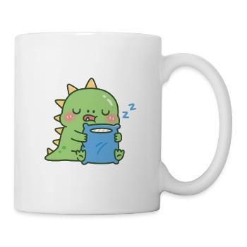 Süßes, verschlafenes Dinosaurier-Umarmungskissen - Tasse - Weiß - Rechts