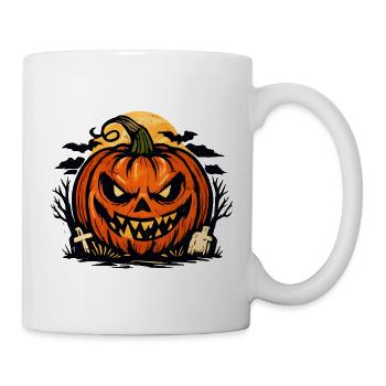 Grimmiger Halloween Kürbis - Tasse - Weiß - Rechts