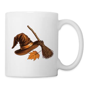 Hexenhut und Herbstbesen - Tasse - Weiß - Rechts