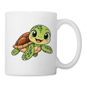 Schildkröte Kawaii Style – Süßes Tiermotiv - Tasse - Weiß - Rechts