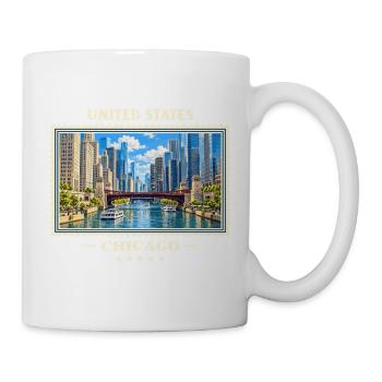 Vereinigte Staaten Chicago Vintage Reisemarke - Tasse - Weiß - Rechts