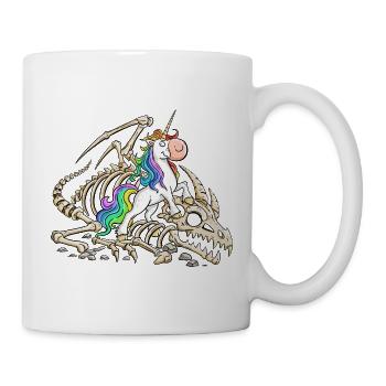 Einhorn Drache Drachenskelett Fabelwesen Fantasy - Tasse - Weiß - Rechts