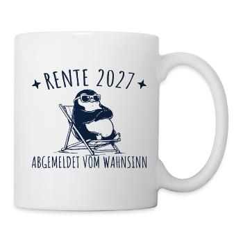 Rente 2027 Pinguin Abgemeldet vom Wahnsinn - Tasse - Weiß - Rechts