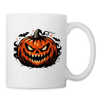 Grimmiges Kürbisgesicht Halloween - Tasse - Weiß - Rechts