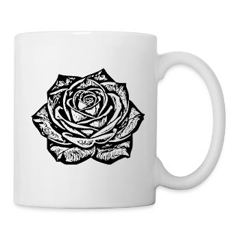  Rose Blüte Blume schwarz Rosenblüte Geschenk  - Tasse - Weiß - Rechts