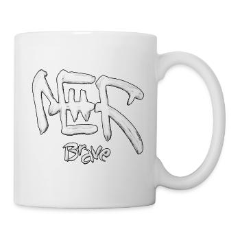 Tapferer Symbol-Pinselstrich auf Schwarz - Tasse - Weiß - Rechts