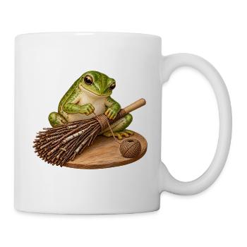 Frosch bindet einen Reisigbesen - Tasse - Weiß - Rechts