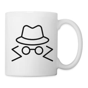 Spionenhut-und-Brillen-Linien-Symbol - Tasse - Weiß - Rechts