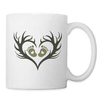 Baby-Jäger | Baby-Fußspuren und Geweihe - Tasse - Weiß - Rechts
