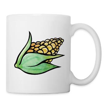 Aquarell-Maisblatt-Motiv - Tasse - Weiß - Rechts