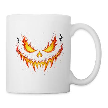 Inferno, Kürbisgrinsen, Horror, Geist, Halloween - Tasse - Weiß - Rechts