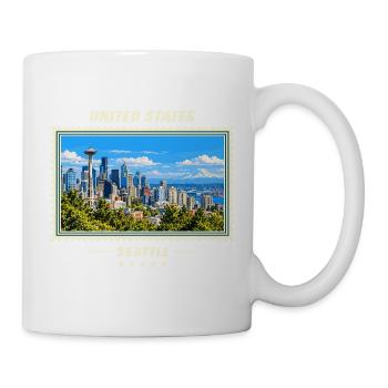 Vereinigte Staaten Seattle Vintage Reisemarke - Tasse - Weiß - Rechts