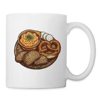 Rustikale Brotzeitplatte mit Obatzda - Tasse - Weiß - Rechts