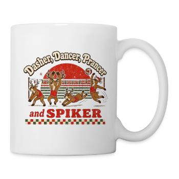 Volleyball Weihnachten Retro Rentiere Xmas Spiker - Tasse - Weiß - Rechts