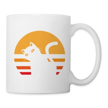 Katze Sonnenuntergang - Tasse - Weiß - Rechts