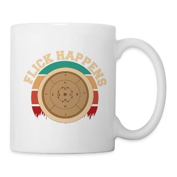 Flick Happens – Crokinole Spieler Retro Design - Tasse - Weiß - Rechts