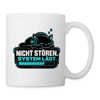 Nicht stören – System lädt – Gamer Katze - Tasse - Weiß - Rechts