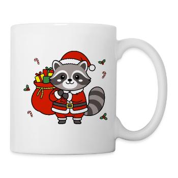Süßes Kawaii-Waschbär-Weihnachtsgeschenk - Tasse - Weiß - Rechts