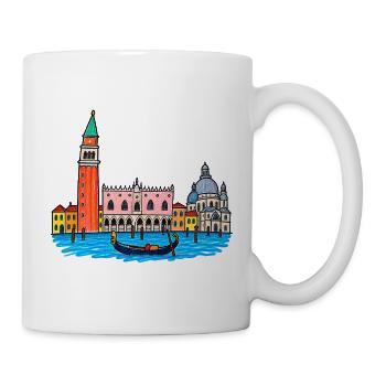 Venedig Skyline – Kindlich gezeichnet und ausgemal - Tasse - Weiß - Rechts