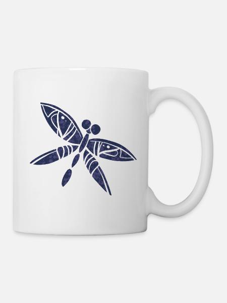 Violette Libellen-Aquarell - Tasse - Weiß