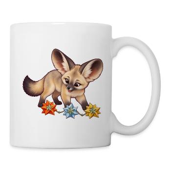 Löffelhund mit bunter Papierstern-Girlande - Tasse - Weiß - Rechts