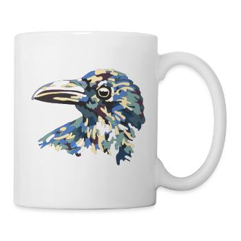Kunstvoller Tarnvogelkopf - Tasse - Weiß - Rechts