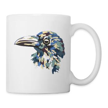 Kunterbunt Tarnvogel Kopf Rabe - Tasse - Weiß - Rechts