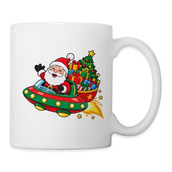 Weihnachtsmann im UFO - Tasse - Weiß - Rechts