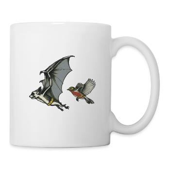 Retro Fledermaus und Vogel Duo - Tasse - Weiß - Rechts