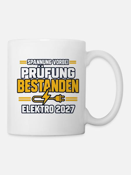 Prüfung bestanden – Elektro Abschluss 2027 - Tasse - Weiß
